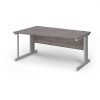 Vivo left hand wave desk 1600mm - silver frame Grey Oak Top - VWL16-S-GO