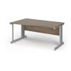 Vivo left hand wave desk 1600mm - silver frame Nebraska Oak Top - VWL16-S-NO