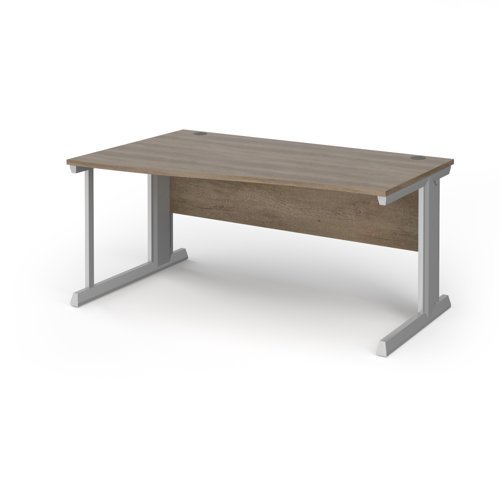 Vivo left hand wave desk 1600mm - silver frame Nebraska Oak Top - VWL16-S-NO