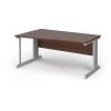 Vivo left hand wave desk 1600mm - silver frame Walnut top - VWL16-S-W