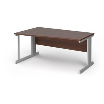 Vivo left hand wave desk 1600mm - silver frame Walnut top - VWL16-S-W
