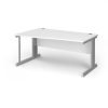 Vivo left hand wave desk 1600mm - silver frame White Top - VWL16-S-WH
