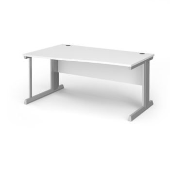 Vivo left hand wave desk 1600mm - silver frame White Top - VWL16-S-WH