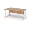 Vivo left hand wave desk 1600mm - white frame Beech top - VWL16-WH-B