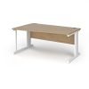 Vivo left hand wave desk 1600mm - white frame Kendal Oak Top - VWL16-WH-KO