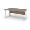 Vivo left hand wave desk 1600mm - white frame Nebraska Oak Top - VWL16-WH-NO