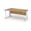Vivo left hand wave desk 1600mm - white frame Oak Top - VWL16-WH-O