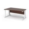 Vivo left hand wave desk 1600mm - white frame Walnut top - VWL16-WH-W