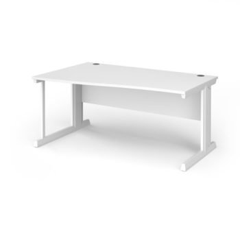Vivo left hand wave desk 1600mm - white frame White Top - VWL16-WH-WH