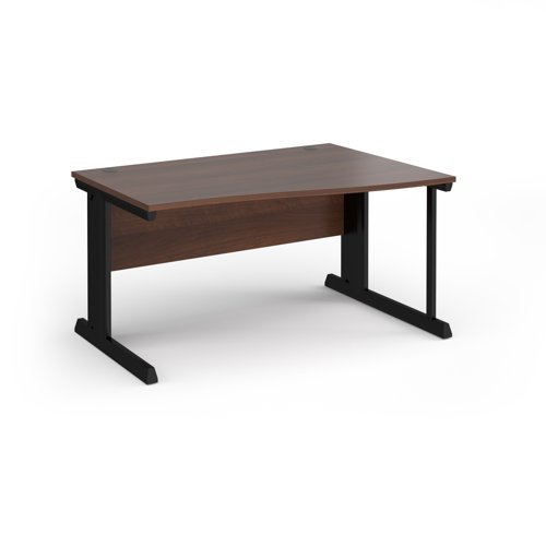 Vivo right hand wave desk 1400mm - black frame Walnut top - VWR14-K-W