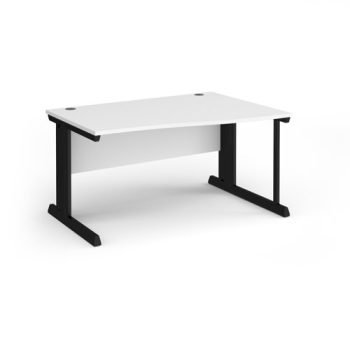 Vivo right hand wave desk 1400mm - black frame White Top - VWR14-K-WH