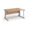 Vivo right hand wave desk 1400mm - silver frame Beech top - VWR14-S-B