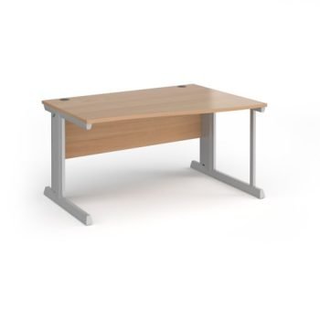 Vivo right hand wave desk 1400mm - silver frame Beech top - VWR14-S-B