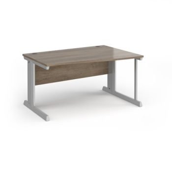 Vivo right hand wave desk 1400mm - silver frame Nebraska Oak Top - VWR14-S-NO