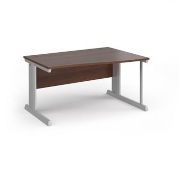 Vivo right hand wave desk 1400mm - silver frame Walnut top - VWR14-S-W