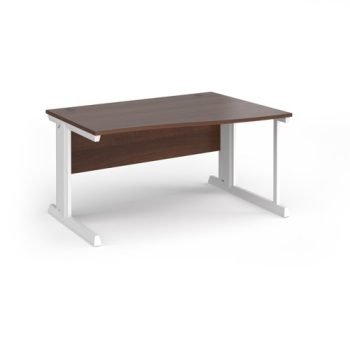 Vivo right hand wave desk 1400mm - white frame Walnut top - VWR14-WH-W