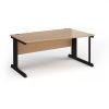 Vivo right hand wave desk 1600mm - black frame Beech top - VWR16-K-B
