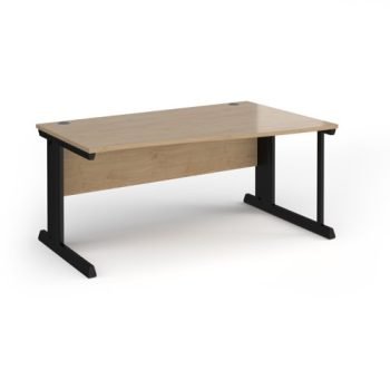 Vivo right hand wave desk 1600mm - black frame Kendal Oak Top - VWR16-K-KO
