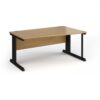 Vivo right hand wave desk 1600mm - black frame Oak Top - VWR16-K-O