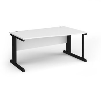 Vivo right hand wave desk 1600mm - black frame White Top - VWR16-K-WH