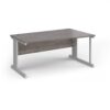 Vivo right hand wave desk 1600mm - silver frame Grey Oak Top - VWR16-S-GO
