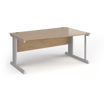 Vivo right hand wave desk 1600mm - silver frame Kendal Oak Top - VWR16-S-KO