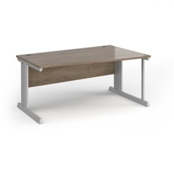 Vivo right hand wave desk 1600mm - silver frame Nebraska Oak Top - VWR16-S-NO