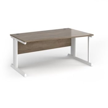 Vivo right hand wave desk 1600mm - white frame Nebraska Oak Top - VWR16-WH-NO