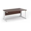 Vivo right hand wave desk 1600mm - white frame Walnut top - VWR16-WH-W