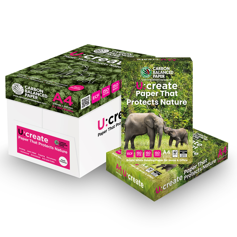 U Create Multipurpose Bright White Paper A4 Box 5 Reams - Carbon Balanced Paper - Fusion Office UK
