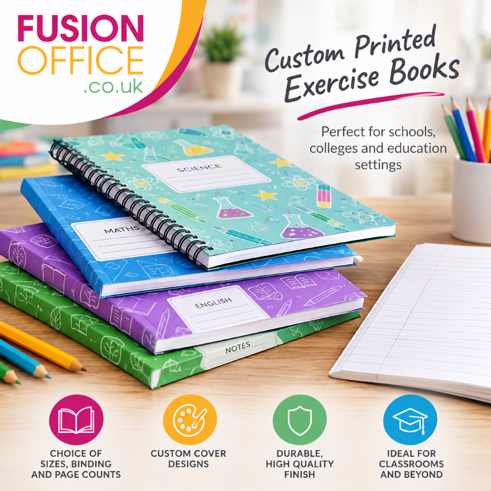 Printed Exercise Books - Fusion Office Ltd - Andover - Hampshire - UK