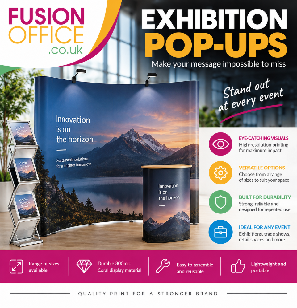 Printed Exhibition Pop Ups - Fusion Office Ltd - Andover - Hampshire - UK