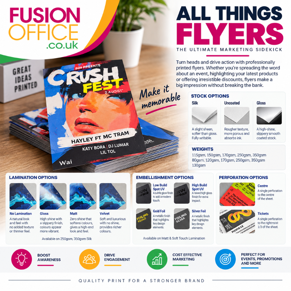Printed Flyers and Leaflets - Fusion Office Ltd - Andover - Hampshire - UK