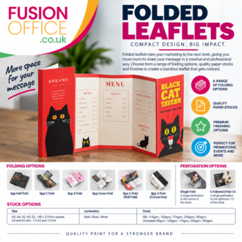 Printed Folded Flyers and Leaflets - Fusion Office Ltd - Andover - Hampshire - UK
