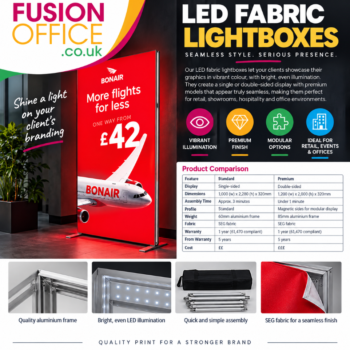 Printed LED Fabric Lightboxes - Fusion Office Ltd - Andover - Hampshire - UK