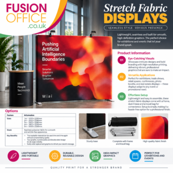 Printed Stretch Fabric Displays - Fusion Office Ltd - Andover - Hampshire - UK