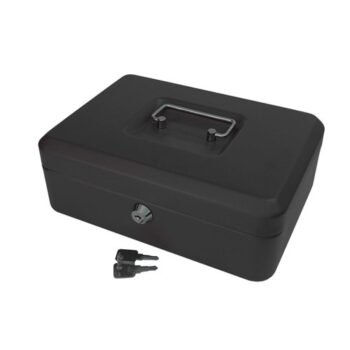 Metal Cash Box 250mm Black (10 Inch) Key Lock CBBK10 - Each