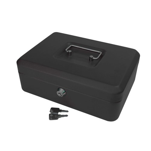 Metal Cash Box 250mm Black (10 Inch) Key Lock CBBK10 - Each