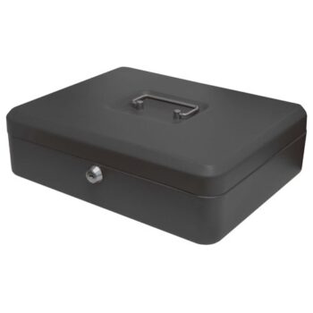 Metal Cash Box 300mm (12 Inch) Key Lock Black CBBK12 - Each