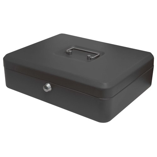 Metal Cash Box 300mm (12 Inch) Key Lock Black CBBK12 - Each
