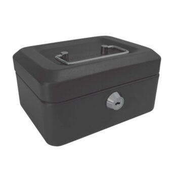 Metal Cash Box 150mm Black (6 inch) Key Lock CBBK6 - Each