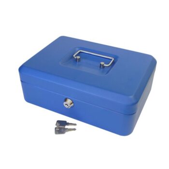Metal Cash Box 250mm Blue (10 Inch) Key Lock CBBL10 - Each