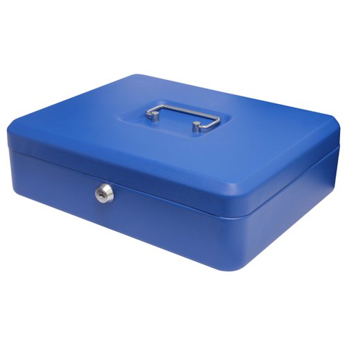 Metal Cash Box 300mm Blue (12 Inch) Key Lock CBBL12 - Each