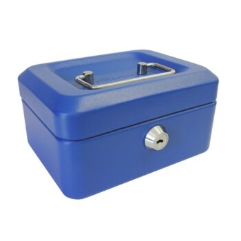 Metal Cash Box 150mm Blue (6 inch) Key Lock CBBL6 - Each