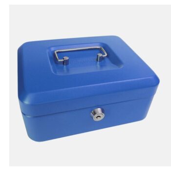 Metal Cash Box 200mm Blue (8 Inch) Key Lock CBBL8 - Each