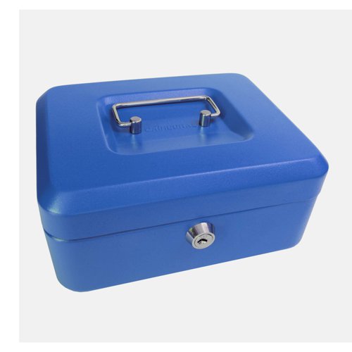 Metal Cash Box 200mm Blue (8 Inch) Key Lock CBBL8 - Each
