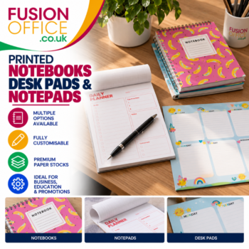 Printed notebooks, desk pads and notepads from Fusion Office Ltd