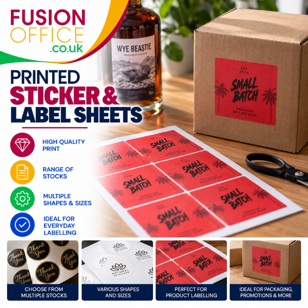 Printed Sticker and Label Sheets from Fusion Office Ltd